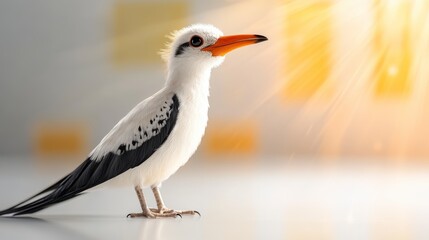 Obraz premium Elegant Bird with Bright Orange Beak Posing Against a Soft Colorful Background in Natural Light