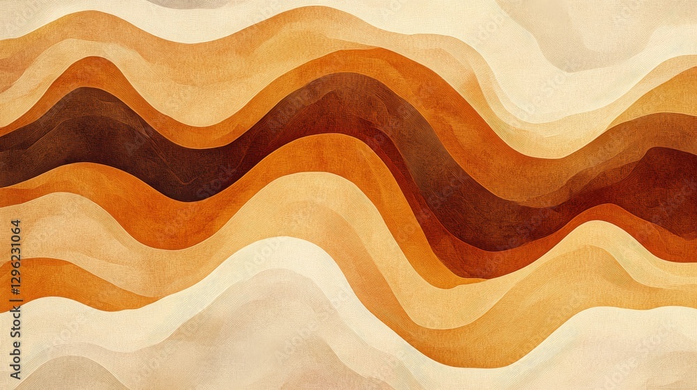 Poster warm colored wavy lines create a flowing abstract background design