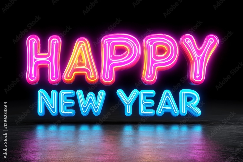 Poster 3D vector digital technology background with glowing low-poly numbers and text 