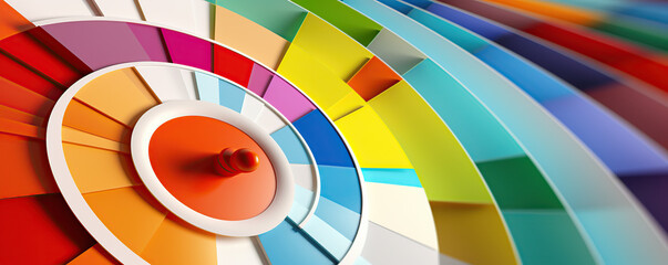 Obraz premium Vibrant color wheel showcasing various shades arranged in concentric circles for artistic inspiration and creativity