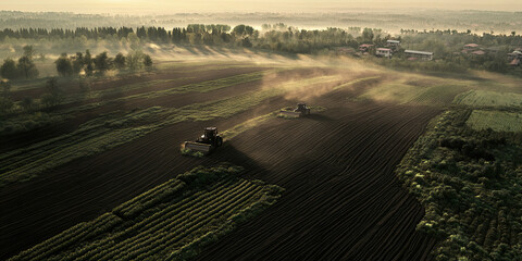 Obraz premium China's Black Soil Farms: Aerial View 