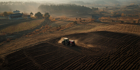 Obraz premium Northeast China Black Soil Farms Aerial 