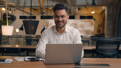 Indian businessman male ethnic entrepreneur leader corporate manager agent work computer laptop...