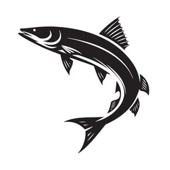 Menacing Pike silhouette, a symbol of raw aquatic power - Pike illustration - Minimalist Pike vector - Fish silhouette
