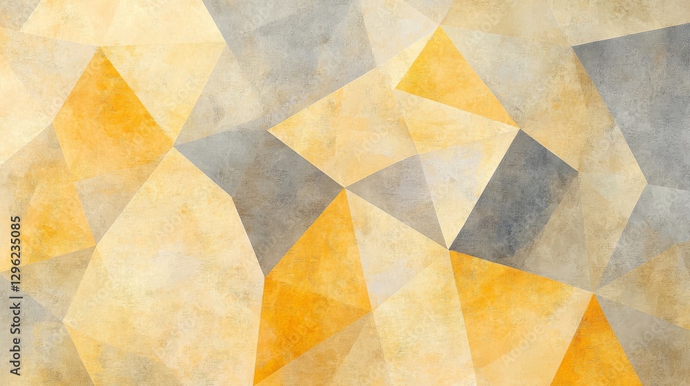 Poster geometric shapes creating an abstract mosaic with yellow and grey colors