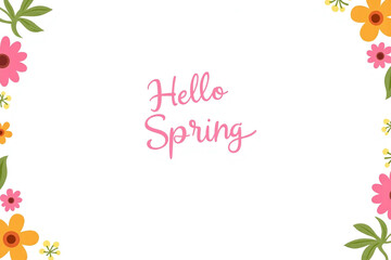 hello spring background with colorful flowers