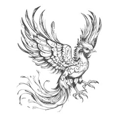Obraz premium Hand Drawn Sketch Of A Phoenix With Outstretched Wings