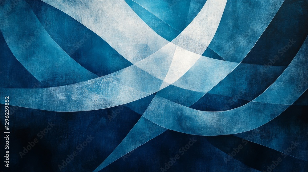 Poster abstract blue and white curving lines create a textured pattern