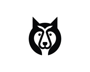 Abstract Dog Logo design template. Dog head icon. Vector illustration. Simple silhouette. Flat style. Cartoon dog face logo. Animal logotype concept.