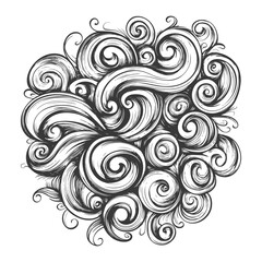 Hand Drawn Swirling Black And White Abstract Pattern