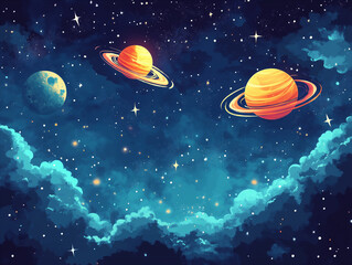 Naklejka premium Planets and moons background design