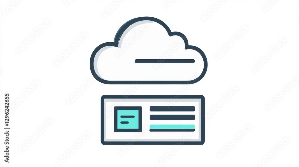 Poster cloud-based billing platform icon with a cloud and invoice representing scalable digital finance sol