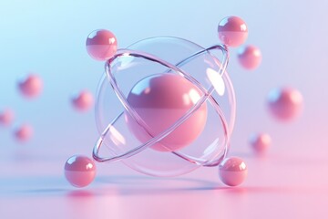A three dimensional representation of a stylized atomic structure