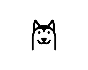 Abstract Dog Logo design template. Dog head icon. Vector illustration. Simple silhouette. Flat style. Cartoon dog face logo. Animal logotype concept.