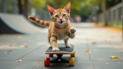 Kitten Skateboarding