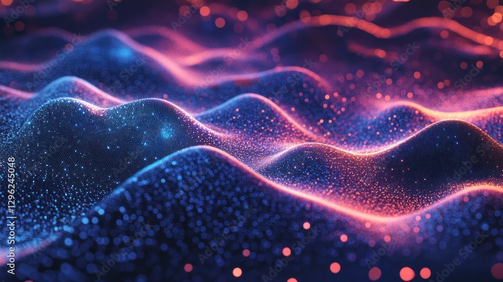 Poster abstract glowing wave data visualization; digital background