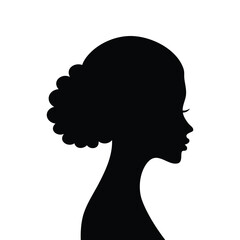 Silhouette of a woman's head with an afro hairstyle illustration character vector