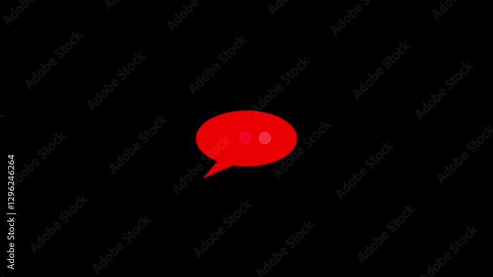 Poster speech bubble icon or circle empty frame animation on the black background. neon messenger line icon