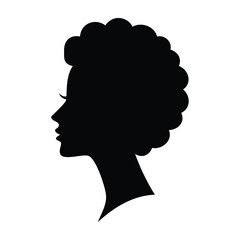 Silhouette of a woman's head with an afro hairstyle flat vector