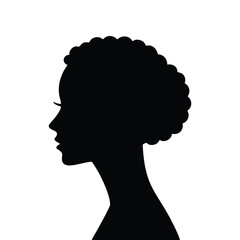 Silhouette of a woman's head with an afro hairstyle flat vector