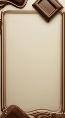 Chocolate Pieces Decorate the Border of a Rectangular Cream Surface