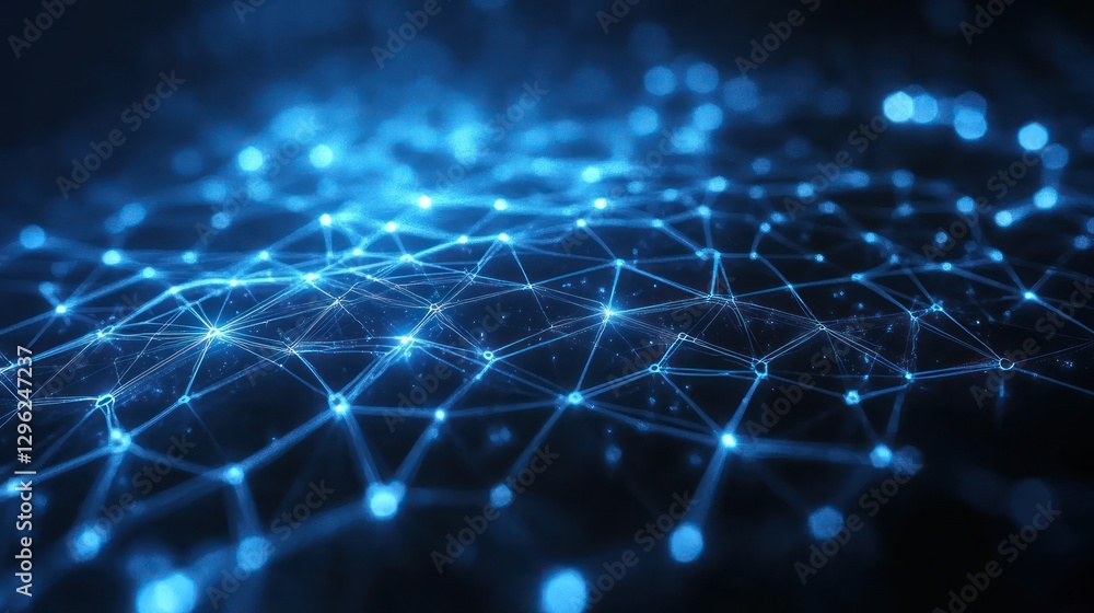 Poster global network connection, digital data flow, dark background, website header