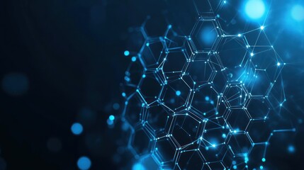 Abstract blue network connection, digital background, glowing nodes, technology concept, website banner