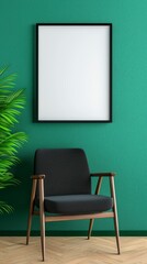 Minimalist chair accompanied by lush green plant in bright and airy interior space