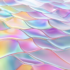 Naklejka premium Abstract Iridescent Fabric with Dreamy Light Reflections, Pastel Color Tones, and Smooth Satin Texture for Aesthetic Designs