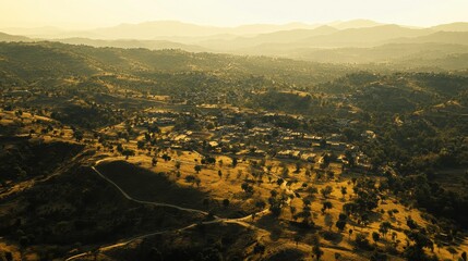 Obraz premium Scenic Valleys in Golden Hour Light