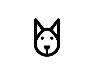 Abstract Dog Logo design template. Dog head icon. Vector illustration. Simple silhouette. Flat style. Cartoon dog face logo. Animal logotype concept.