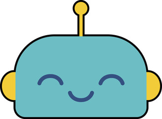 Fototapeta premium かわいいロボットのキャラクターの顔 笑顔