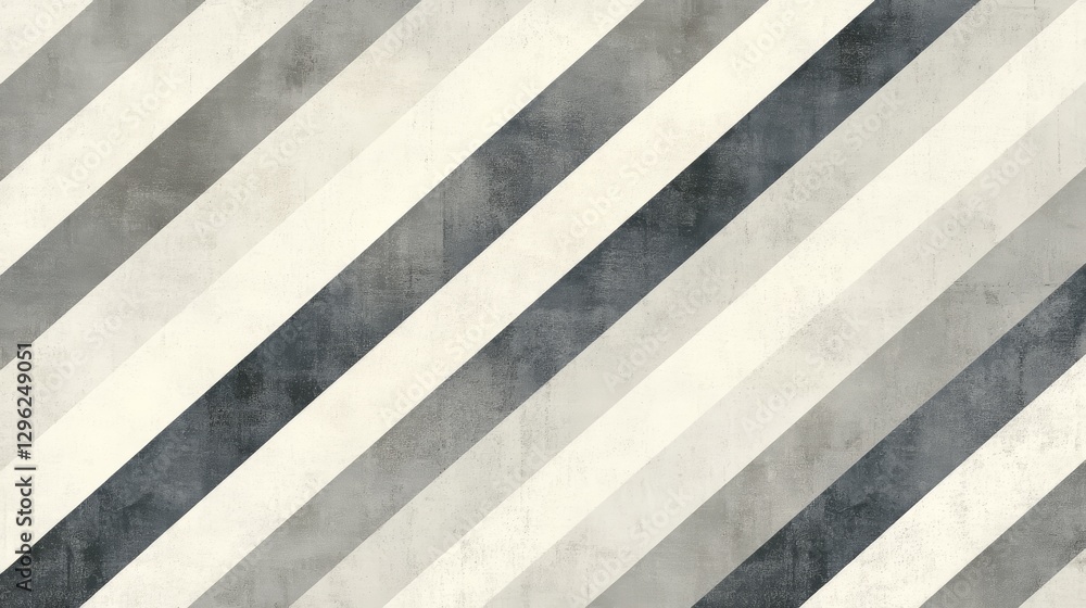 Poster diagonal stripes of varying neutral tones create a textured background