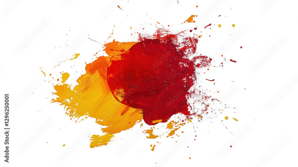 Aufkleber red and yellow paint strokes creating an abstract design on transparent background