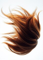 Naklejka premium Image of long, flowing auburn hair against a white background.
