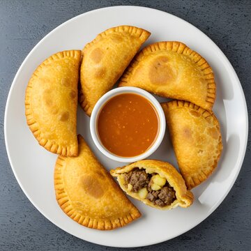 Empanadas colombianas crujientes con salsa de aj&iacute;