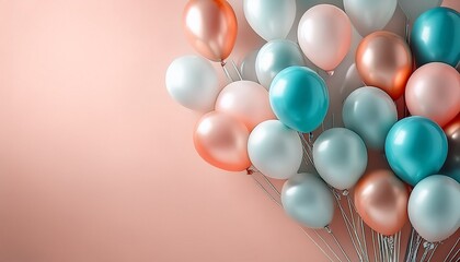 風船 ピンク 青 白 パステルカラー 柔らかい 浮遊 お祝い パーティー デコレーション 背景 壁紙 可愛い キュート 希望 夢 祝福 喜び 幸福 イベント 記念日