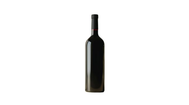 Elegant wine bottle standing on transparent background, ready for your design