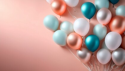 風船 ピンク 青 白 パステルカラー 柔らかい 浮遊 お祝い パーティー デコレーション 背景 壁紙 可愛い キュート 希望 夢 祝福 喜び 幸福 イベント 記念日