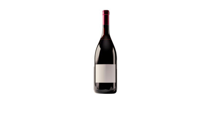Elegant wine bottle with blank label on transparent background