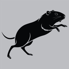 a guinea pig scurrying across the floor silhouette vector design art and illustration