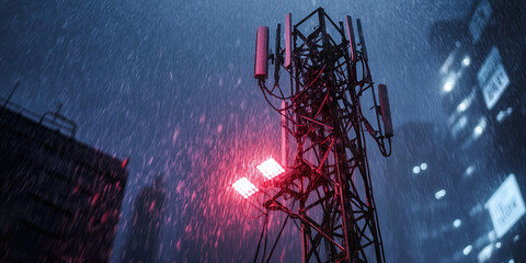 5G Tower in Rain
