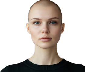 Portrait of a Confident Young Woman with a Bald Head Showcasing Natural Beauty and Determination