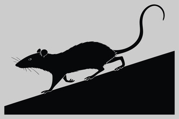 a rat running along a ledge silhouette vector design art and illustration