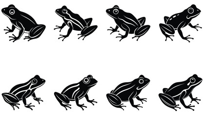 Frog vector shilhouette bundle set icon