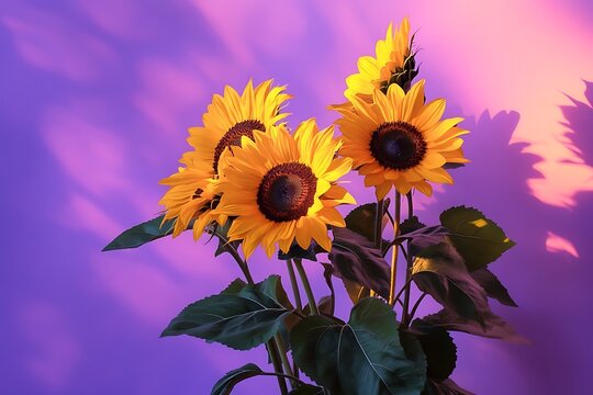 A digitally created sunflower with petals displaying a unique and artistic shade variation, each blending smoothly into the next, while the textured center remains bold and defined.