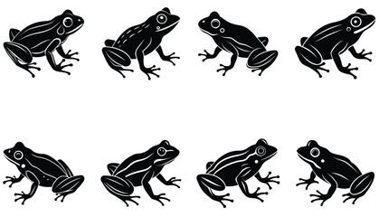 Frog vector shilhouette bundle set icon