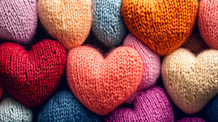 Knitted Colorful Hearts Arrangement