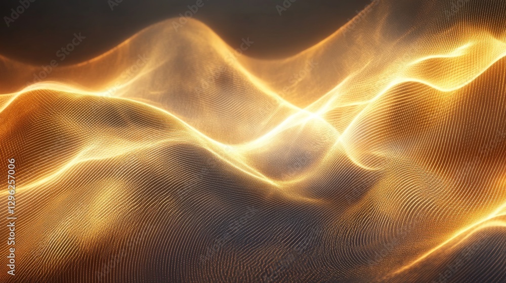Poster abstract golden waves flowing across a dark gradient background