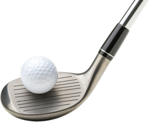 Close-Up of Golf Club and White Golf Ball on Isolated Background for Sports Photography